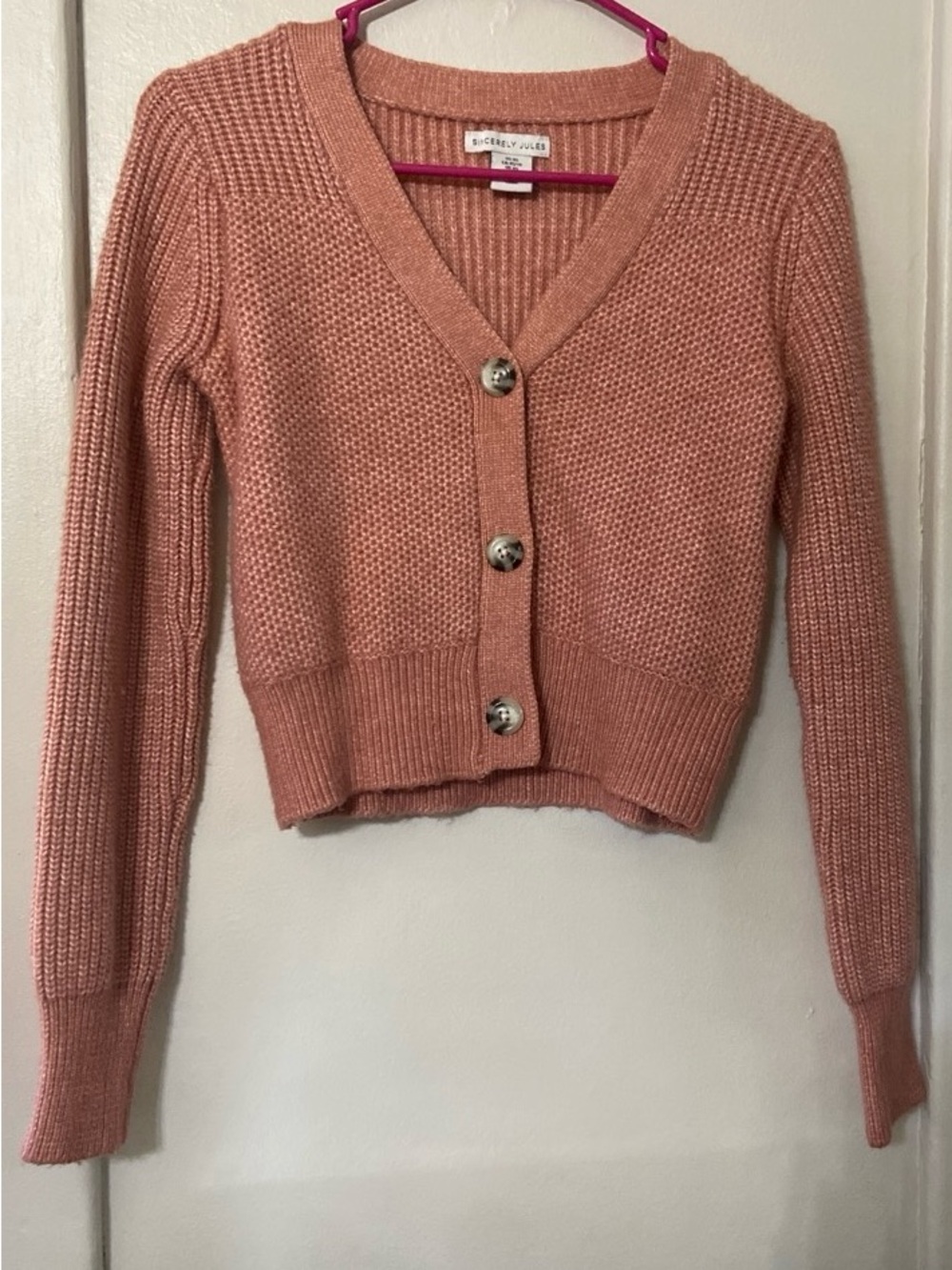 Sincerly Jules Dusty Rose Knit V-Neck Button Cardigan